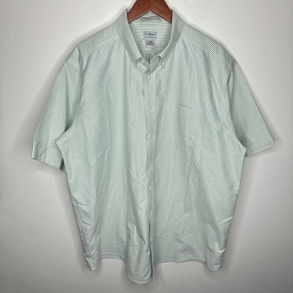 L.L Bean Wrinkle Free Traditional Fit 100% Cotton Button Down Shirt Size 18-Reg